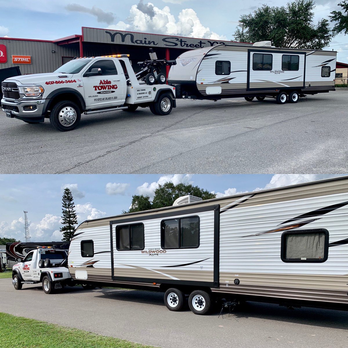 AbleTows's tweet photo. We can do it all! Towing a 30 foot travel trailer in Winter Garden. For RV, Marine, and trailer towing or transport be sure to call 407-866-3464 #AbleTowing #OrlandoTowing #OrlandoRoadside #TowLife #CheapTow #wheellift #Ram #Travel #TravelTrailer #RV #Camping #RVTow #MarineTow https://t.co/vaxq5ugCbD