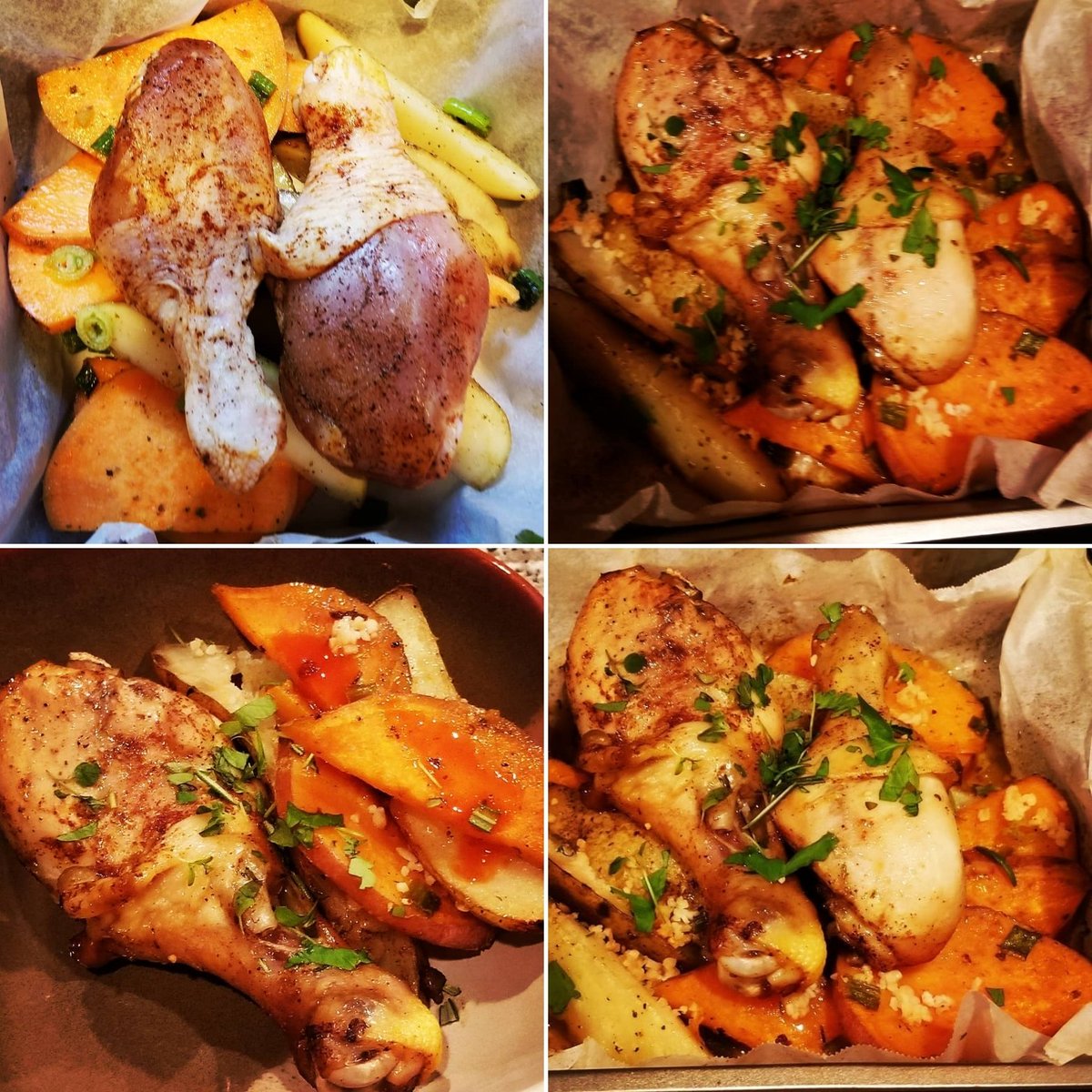VocalzIz's tweet photo. Still making magic in this kitchen. Baked Chicken and Potato/Sweet Potato Mix.
Yum yum
#kitchenbeast #icook #vocalzizcooks #foodporn #bakedchicken #potatoes #sweetpotato https://t.co/reMikbfGzh
