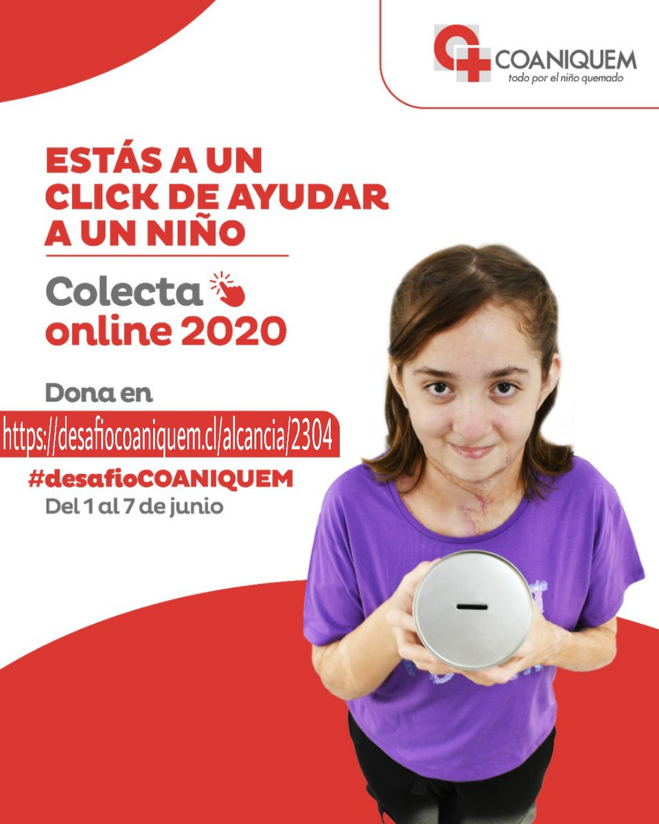 Amalita1987's tweet image. Se viene otra cruzada de solidaridad y les insto a cooperar con la colecta de @coaniquem, ayudemos a seguir sanando a miles de niños. ¿Quieres ayudar? 1) 👉🏻 Haz click en el link de la alcancía virtual y así podrás donar directamente #COANIQUEM ➡  desafiocoaniquem.cl/alcancia/2304