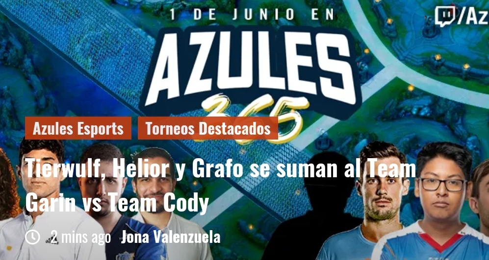 PrensaEsports's tweet photo. - @Tierwulf, @Heliorlol, @guido_pella y @graaafo se suman al #TeamGarin vs #TeamCody
https://t.co/nFdwSi215Z por @InfiniteVisions vía @prensalol
@AzulesEsportsLA @Garin_Cris https://t.co/0GbgfHzzQP