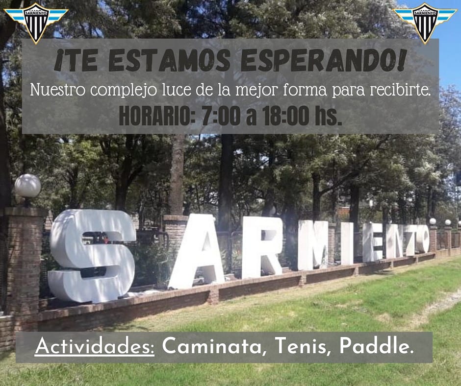ACLARAMOS a toda la comunidad que se puede concurrir al complejo SOLO para realizar las actividades mencionadas. Además, asistir respetando todas las medidas de prevención ya conocidas.

Pedimos colaboración para no comprometer al personal encargado.

¡NOS CUIDAMOS ENTRE TODOS!
