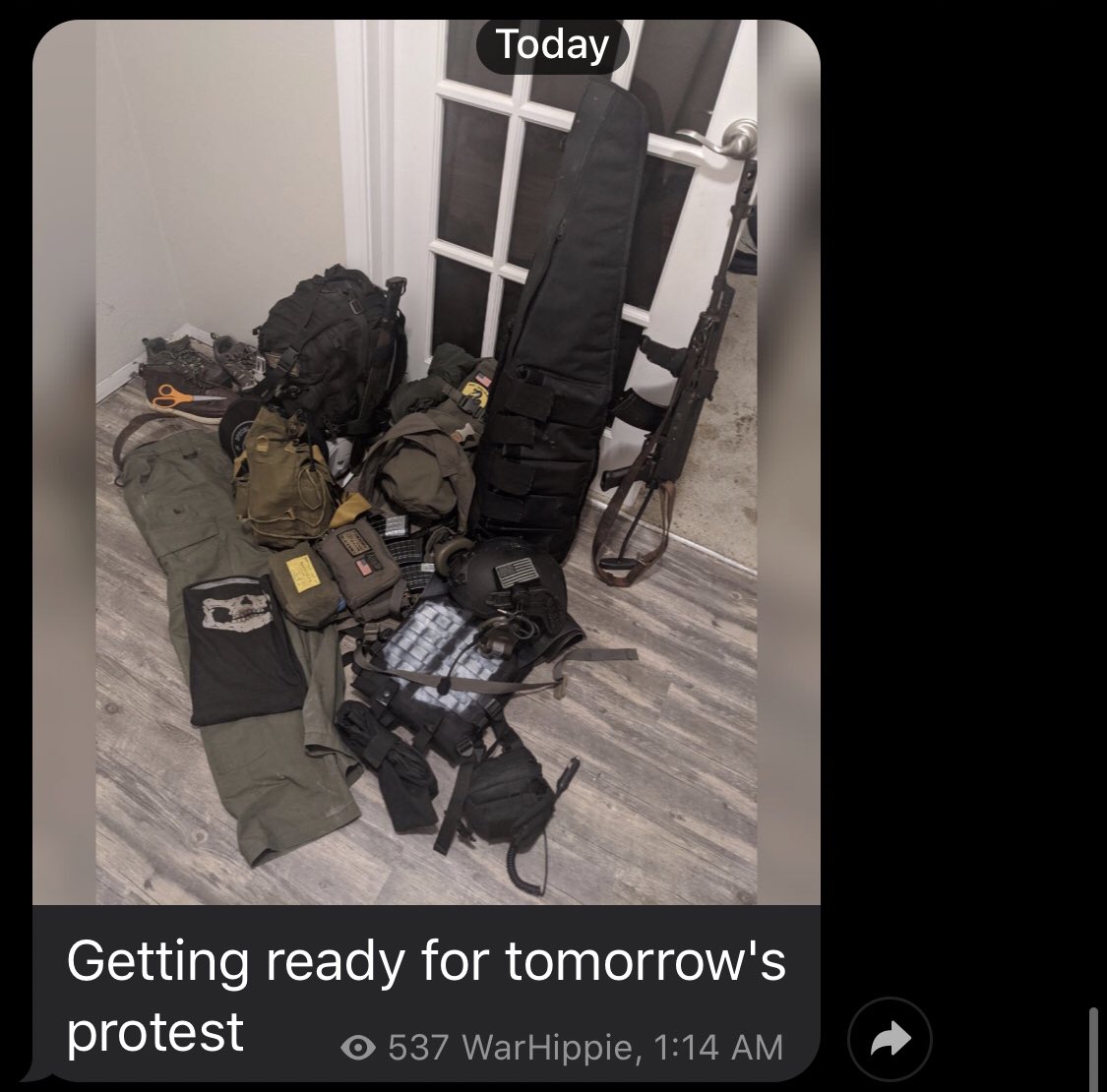 This tweet is what he shared minutes before uploading the video. He also posted his load out earlier today.
