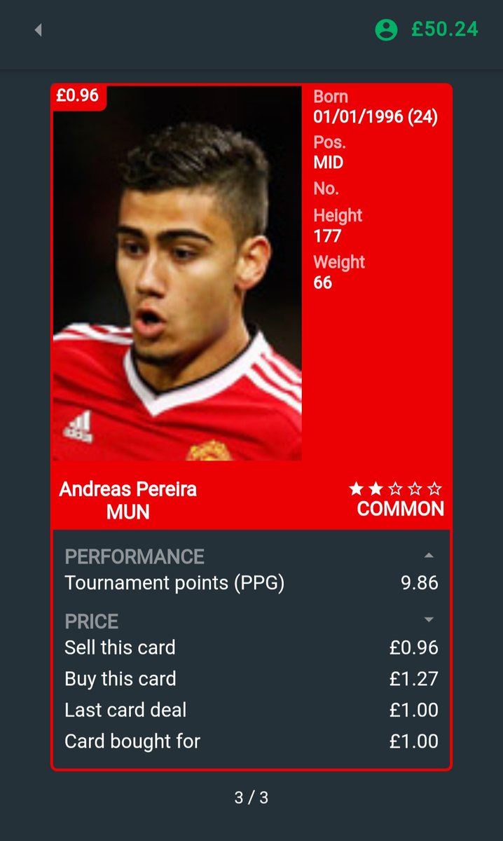 Andreas Periera:Buy: £1.00Sell: £1.24 #footstock