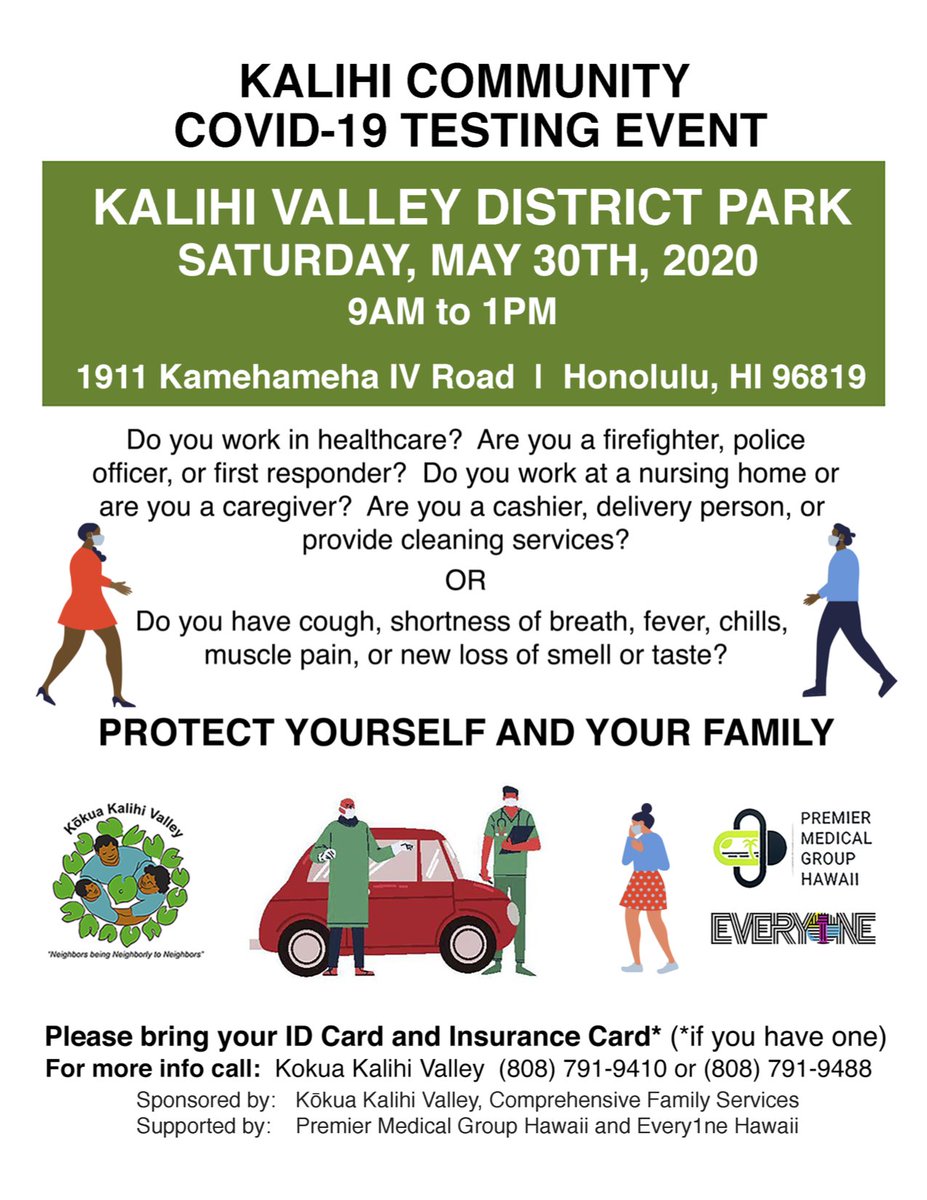 Dole Middle School (@officialdolems) on Twitter photo Kalihi Community COVID19 Testing / Sat 5.30.20 / 9am-1pm / Kalihi Valley Dist Park / See attached for more info <a href="/kalihiukaeagles/">kalihiukaeagles</a> <a href="/Kalihi_Rams/">Kalihi Elementary</a> <a href="/KaewaiElem/">Ka`ewai Elementary</a> <a href="/FernElementary/">Fern Elementary</a> <a href="/linapuni_es/">Linapuni Elementary School</a> <a href="/KalihiWaenaEl/">Kalihi Waena El.</a> <a href="/kapalamaes/">Kapalama Elementary</a> <a href="/kalakauaMS/">King David Kalakaua</a> <a href="/fhsgovlove/">W.R. Farrington HS</a> Kalihi Community COVID19 Testing / Sat 5.30.20 / 9am-1pm / Kalihi Valley Dist Park / See attached for more info <a href="/kalihiukaeagles/">kalihiukaeagles</a> <a href="/Kalihi_Rams/">Kalihi Elementary</a> <a href="/KaewaiElem/">Ka`ewai Elementary</a> <a href="/FernElementary/">Fern Elementary</a> <a href="/linapuni_es/">Linapuni Elementary School</a> <a href="/KalihiWaenaEl/">Kalihi Waena El.</a> <a href="/kapalamaes/">Kapalama Elementary</a> <a href="/kalakauaMS/">King David Kalakaua</a> <a href="/fhsgovlove/">W.R. Farrington HS</a>