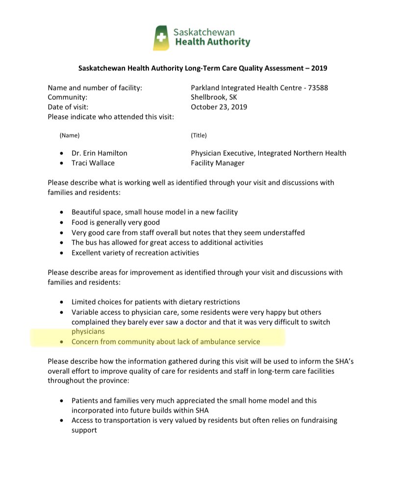 In Shellbrook,  @PremierScottMoe’s riding, residents are concerned about a lack of ambulance service  #Sask  #SkPoli  #YXE  #YQR