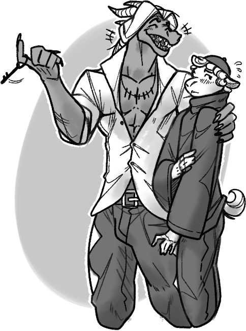 NoMoreBiscuit's tweet photo. @purplebirdman 's characters Avalon🐉 and Roshim🐑
Love they dinamic so much hhh <3 <3 <3 https://t.co/C26Zr4pN2t