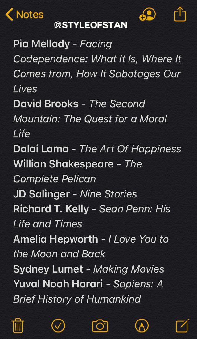 styleofstan's tweet photo. Here it is a list with all of the books from Sebastian’s bookcase or that he already mentioned somewhere: https://t.co/pg0WEWqwXC
