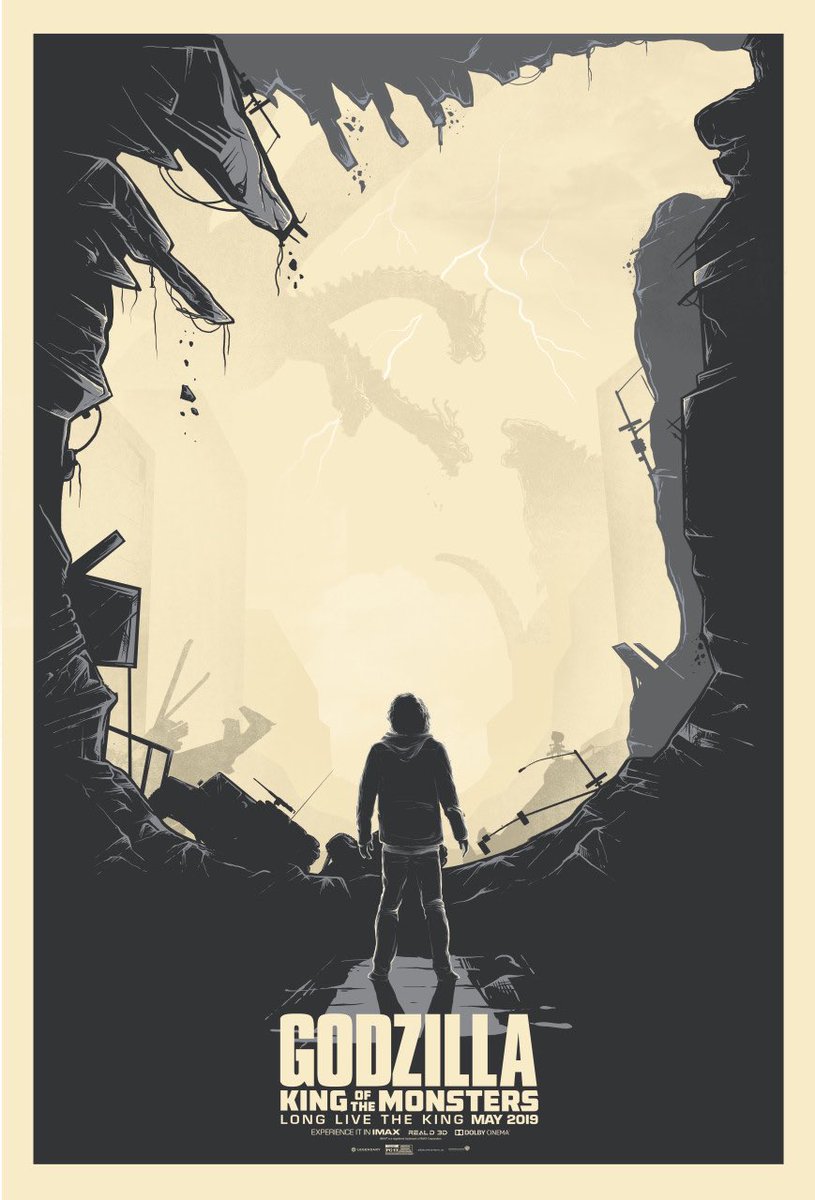 Legendary's tweet photo. Celebrating the one year anniversary weekend of Godzilla: King of the Monsters with a look back at some of the incredible posters created by fan artists! #FanArtFriday https://t.co/iUhCzetsGK