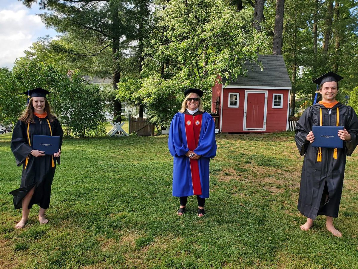S_F_Conway's tweet photo. No denying @UMass has some of the greatest trustees. Today Trustee Burns socially distance delivered certificates & offered congratulations to some of our newest grads @UMassLowell #UMass #CongratsClassof2020 #RiverHawks #UMassAlum #UML2020 https://t.co/5Ck6NTaxn1