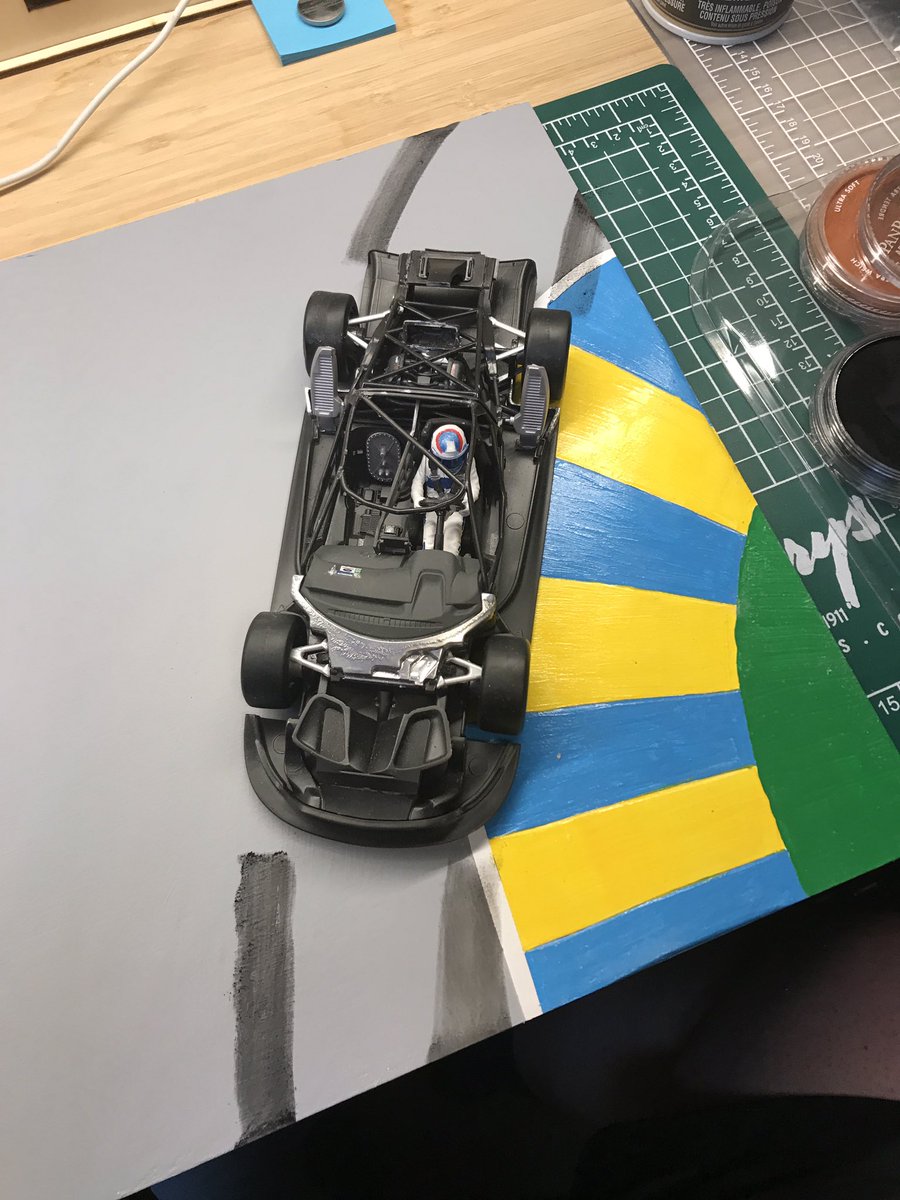 sjgardin's tweet photo. Getting started model making for the weekend. Super quick and effective weathering, five minutes of work with @panpastel to “rubber in” the display base for the 1/24 Ford GTLM Model. Will spray with fixative in the morning to seal and hold #Modelmaking #FordGTLM #LeMans2016 https://t.co/zXVqjKOd8j