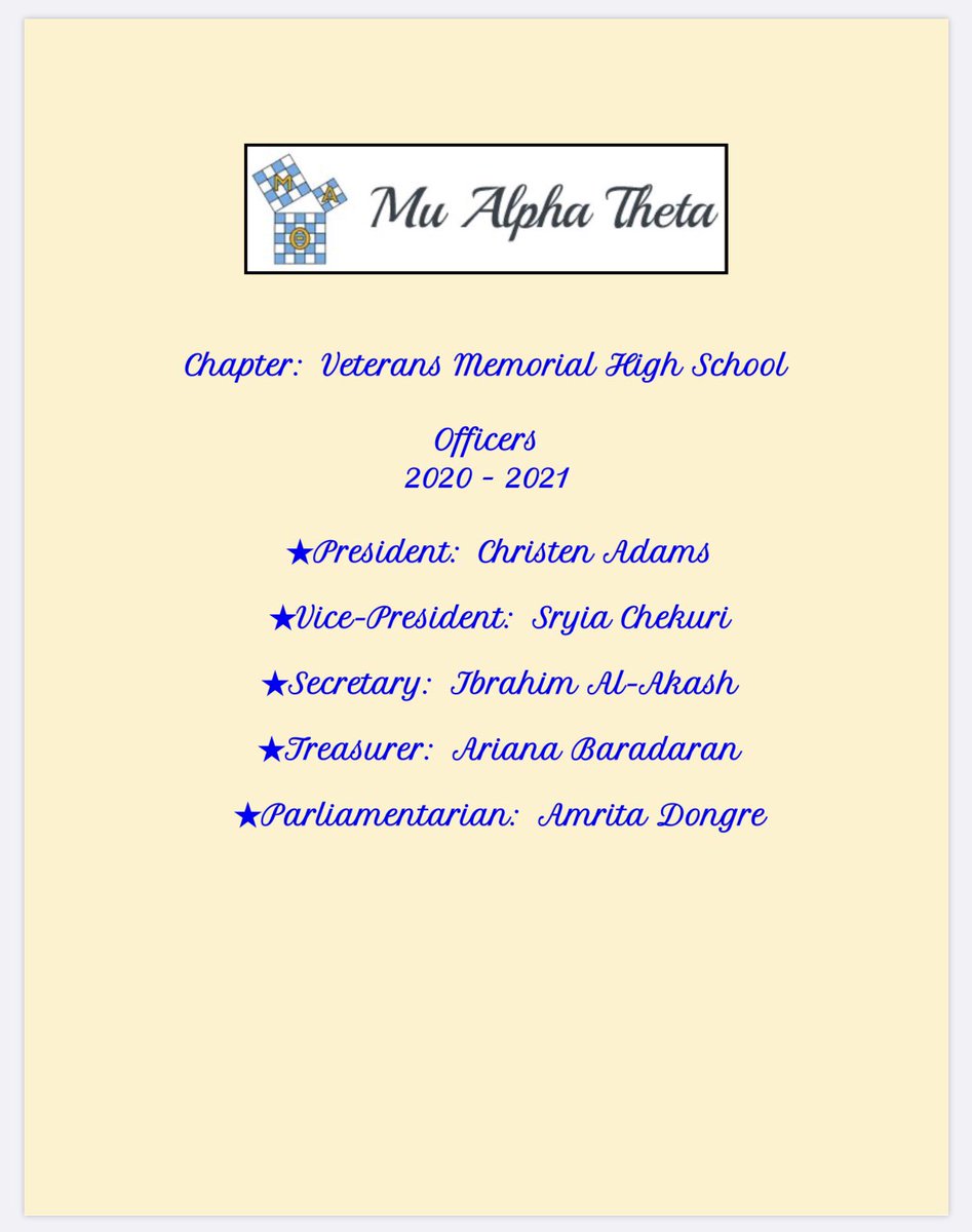 VMHS_MuAlpha's tweet photo. Congratulations to our 2020-2021 officers! We can’t wait to see you soar! https://t.co/js1zJYg44z