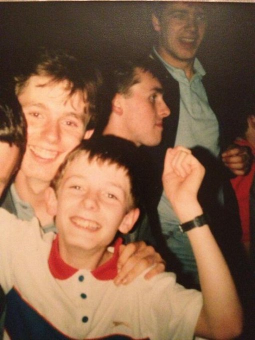 Here's a pic from after the penalties with my brothers in foreground. I'm at back standing up and I can tell you exactly what I was thinking. The Roma fans set fire to their banners and scarfs and there were flames all around. I was thinking, 'christ, we have to go outside now.'