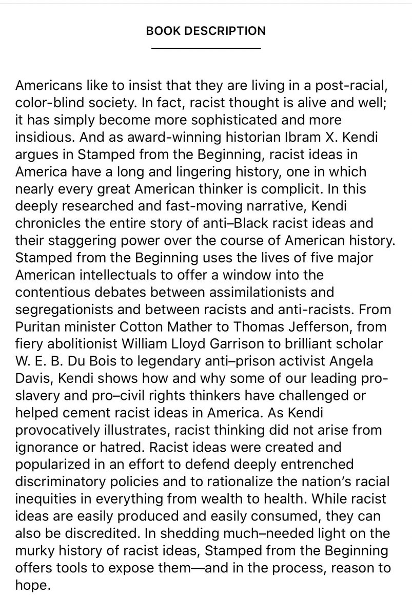 Winner of the National Book Award! Helloooo! “Stamped from the Beginning: The Definitive History of Racist Ideas in America” by historian Ibram X. Kendi