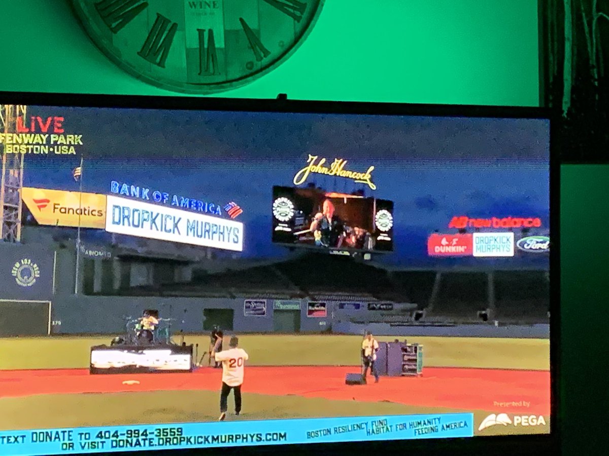 Was lucky enough to see Pearl Jam at Fenway a couple of Labor Days ago. Tonight it was Dropkick Murphys streaming from an otherwise empty ballpark. The Boss joined in from the Jumbotron for “Rose Tattoo” and “American Land.” A much-needed port amid the gathering storm.