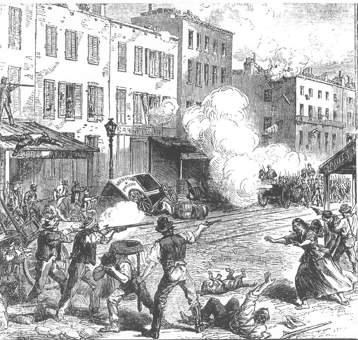 The Anti-Abolition Riots, NYC, 1834Week long riot, put down by military force. Resentment of Black Americans caused rioters to control whole sections of the city while they attacked the homes, businesses, and churches of abolitionist leaders & ransacked black neighborhoods.