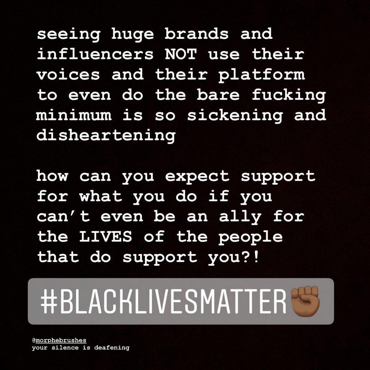 this is all I will say bc I know that it’s not my place, nor do I want to speak over or silence my black peers & friends in any way.feel free to use this post to call out if you would like, repost the photos if you would like also, no credit wanted or needed  #BlackLivesMatters