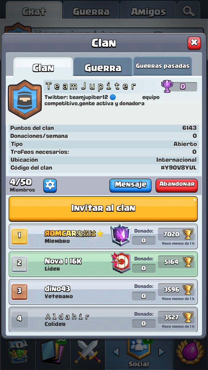 Hola!

Buscamos gente para el nuevo clan gente activa y donadora
Rumbo al top.