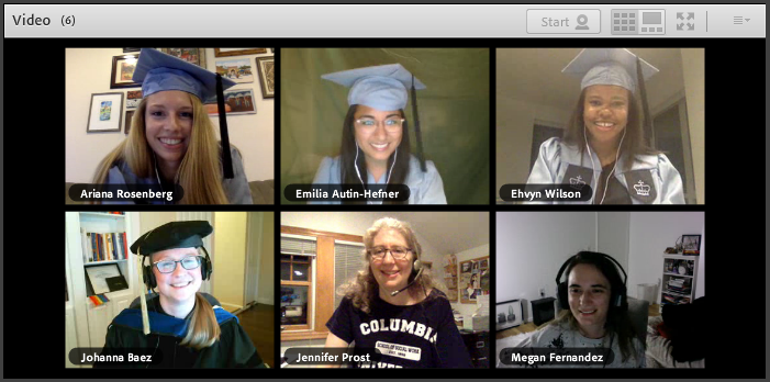MattheaMarquart's tweet photo. Congratulations to our #CSSW2020 @ColumbiaSSW Online Campus grads, who we celebrated in a virtual reception tonight, hosted by Ariana Rosenberg, Emilia Autin-Hefner, & Ehvyn Wilson, with planning committee @Jcreswellbaez, Jennifer Prost, & Megan Fernandez #RoarLions2020 https://t.co/ZQP5s3cKCD