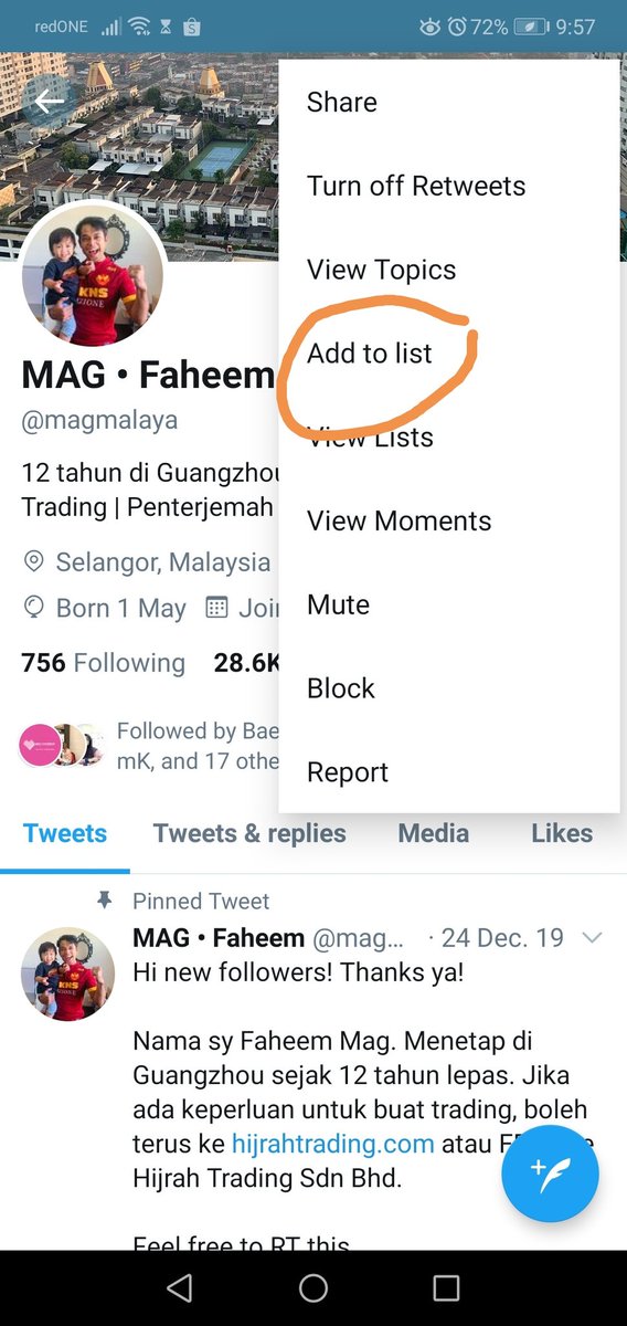 Macam mana nak masukkan dalam list?- Pergi dekat profile and tekan yang vertical three dots- Tekan add to list- Pick an existing one or have a new list. Can also choose to make it public or private - Siap!Hope these are helpful  