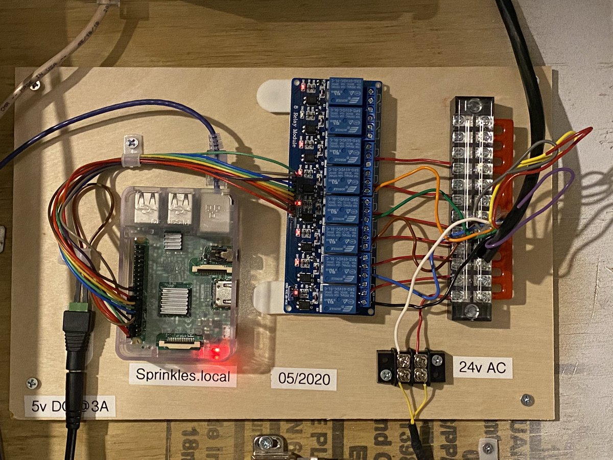 Always nice when a #OneDayBuild works on the first try. Raspberry Pi 3 based sprinkler controller.