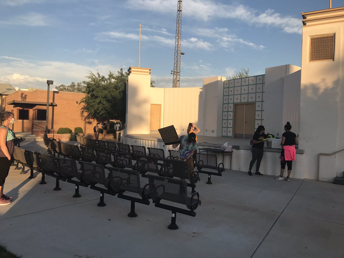 Just got to Eastlake Park and it appears organizers are setting up on the amphitheater. There appear to be about 25 protesters here at the moment.  @azcentral