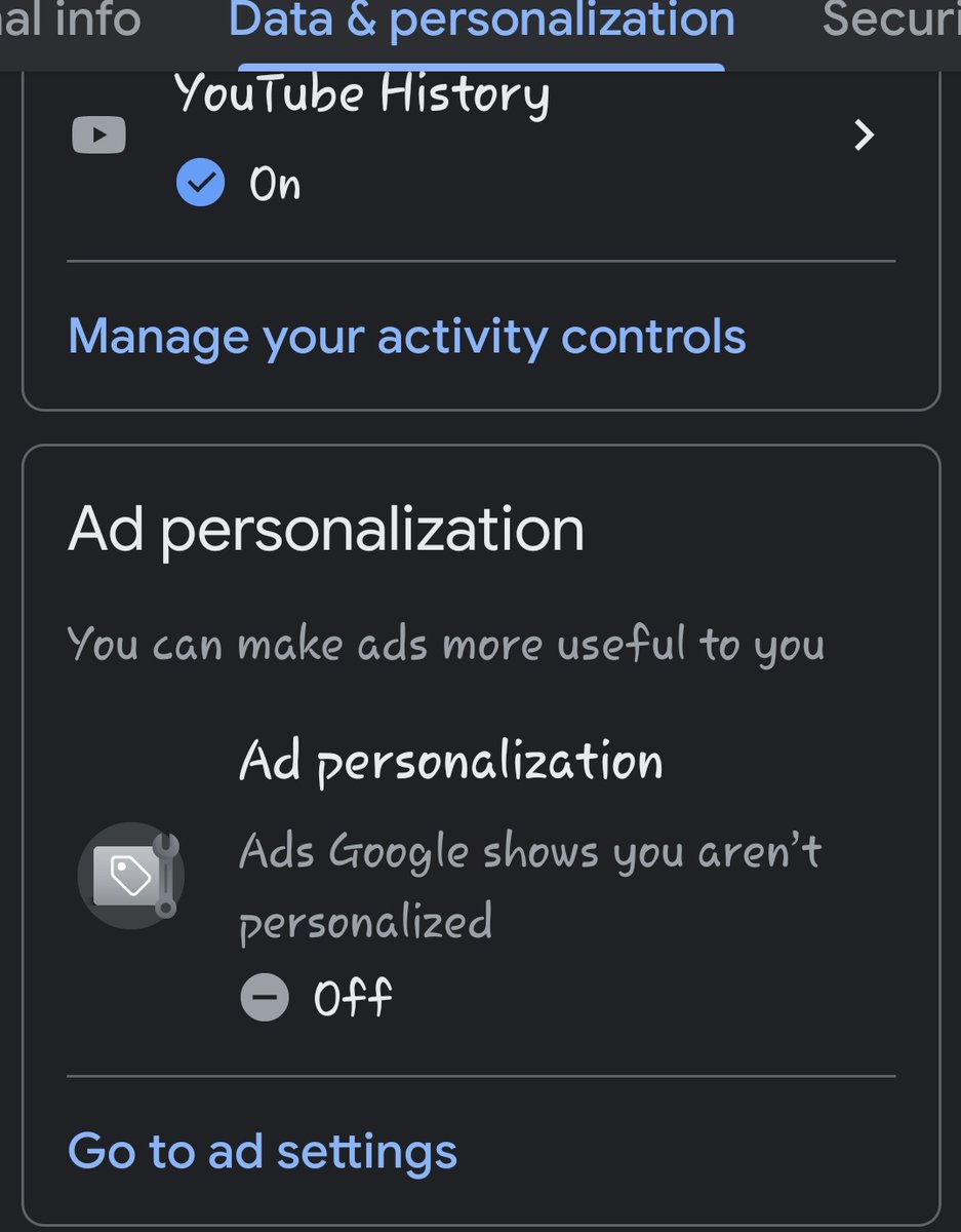 ONE MORE THING PLS GO TO DATA & PERSONALIZATION ON YOUR GOOGLE ACC AND MAKE SURE YOUR LOCATION HISTORY AND AD PERSONALIZATION ARE ALL TURNED OFF