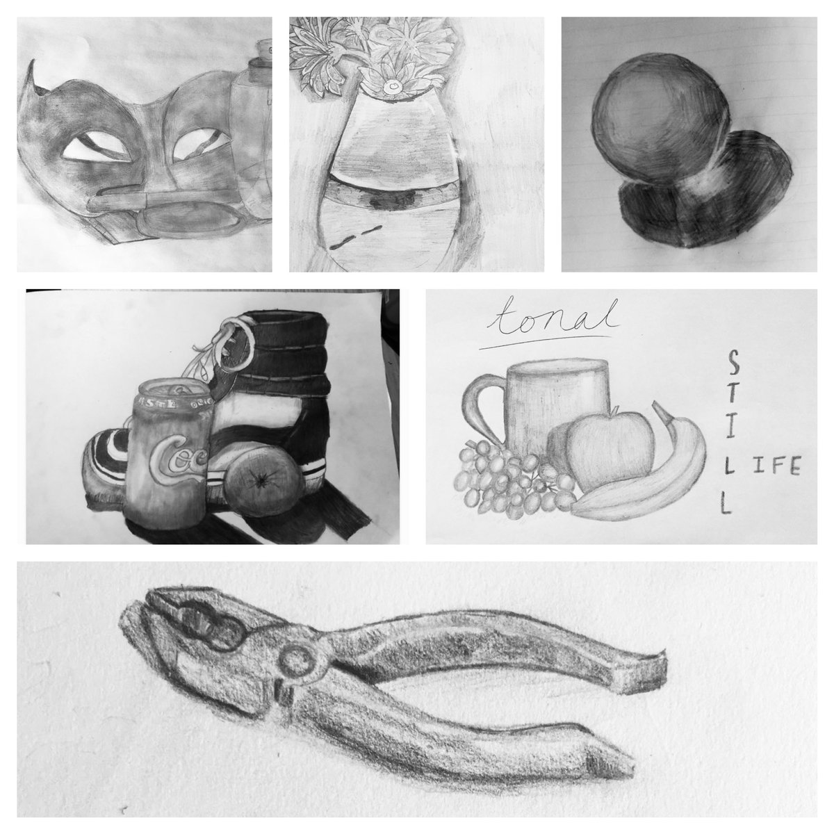 hls_art's tweet photo. We’ve been really impressed with the tonal still life drawings coming in from year 8. Well done, can you spot yours? #hlsart #hlsstayathome #tonalstilllife #stilllife #drawing #ks3art #year8art https://t.co/2ya1Xl9iWp