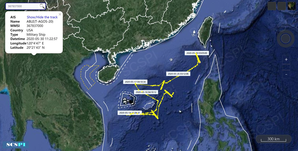 SCS_PI's tweet photo. After a long journey from Yokosuka with 150nm/d, #USNSLoyal has arrived at the east of Bashi Channel.
Will it enter the #SouthChinaSea, and change shifts with #USNSAble, which has been busy monitoring the #SouthChinaSea in the past month? https://t.co/cy4RL5l4R2