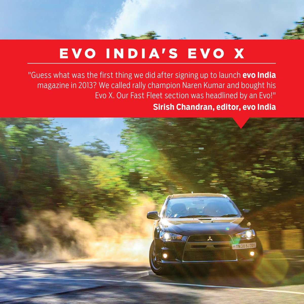 SirishChandran's tweet photo. 8 yrs ago, after signing up to launch @evomagazine first thing we did was call rally champ Naren &amp; buy his #EvoX. @evoindia had to have an #Evo in #FastFleet

Ours &amp; other enthusiasts’ experiences of living with Evos &amp; Imprezas in new issue of #evoIndia 👉 https://t.co/LJMDR7YBhP https://t.co/JyXBwhWMJx