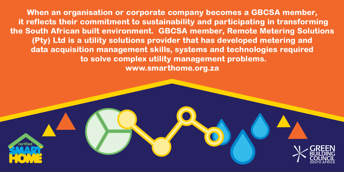 SMARTHOMEza's tweet photo. GBCSA member, Remote Metering Solutions (Pty) Ltd is a utility solutions provider that has developed metering and data acquisition management skills, systems and technologies required to solve complex utility management problems. https://t.co/ajDkFQf5jT