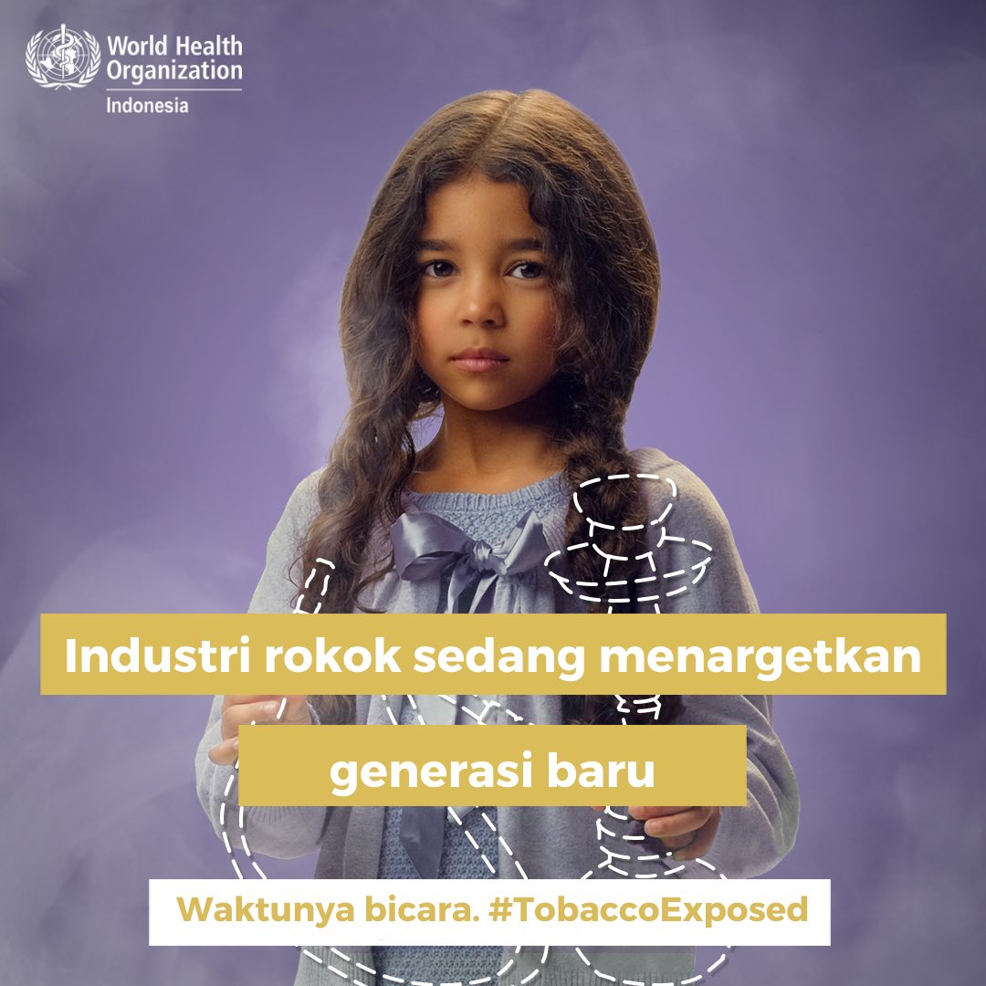 WHOIndonesia's tweet photo. Industri rokok sedang menyasar anak-anak dan remaja. 

Waktunya bertindak. Ayo ciptakan generasi #Indonesia yang bebas tembakau! Pahami risiko merokok, katakan TIDAK pada tembakau.

#TobaccoExposed #WorldNoTobaccoDay #NoTobacco #HTTS2020 #tolakjaditarget https://t.co/K0jq7Cptkb