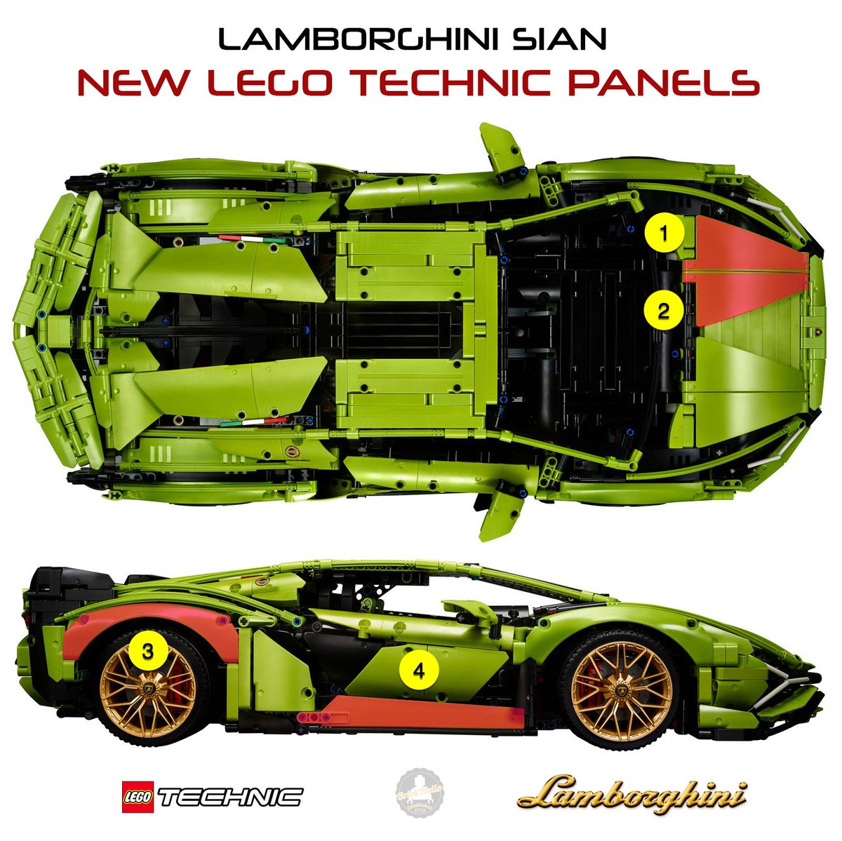 BrickHello's tweet image. Check out the New LEGO Technic Panels on the Lamborghini Sián!