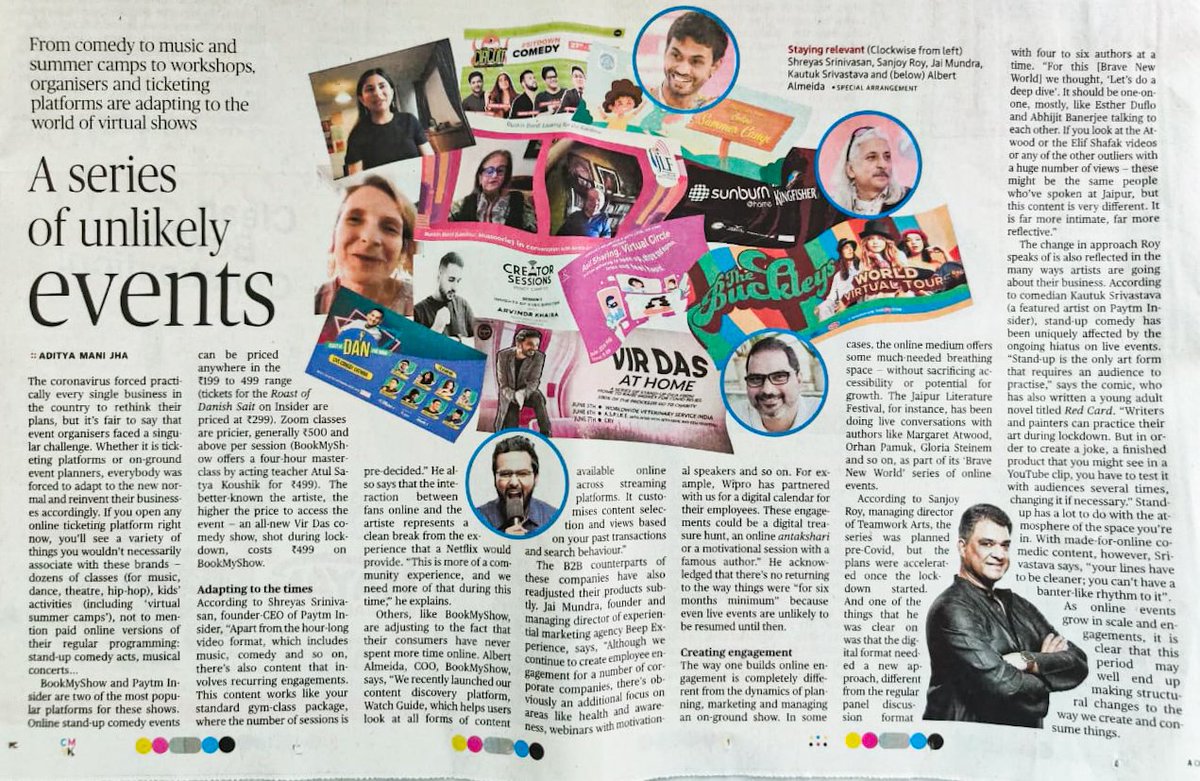 beepexperience's tweet photo. Fresh off the press: Our head beeper @jaimundra featured on today's edition of The Hindu on 'virtual' being the next destination for events and activities under the current climate.
#gobeep #beepexperience #virtual #virtualshows #virtualevents #virtualactivities #eventpros https://t.co/lsH7LtE0Xk