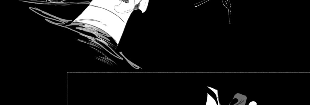 ワ〜〜イやっと3ページ目〜!
ぶち怒炭炭丸が登場する〜?

黒の面積の多い漫画になりそうだ 