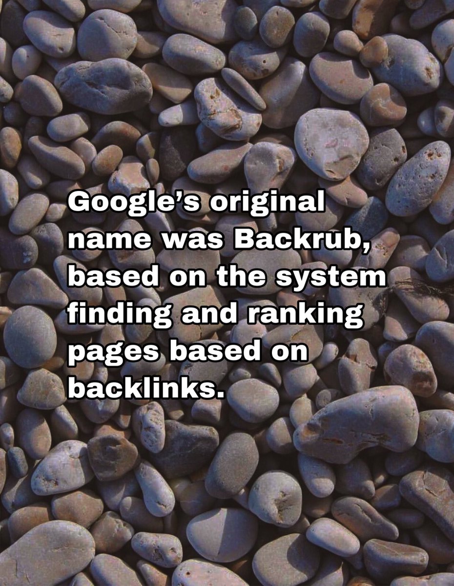 nirvana_core's tweet photo. How Google name came in existences !!
#google #googleorginalname #backrub #backlinks #pageranking #wayfindingsystem #googletranslate #googleplay #googlemeet #googleads #googleadwords #googlemaps #googleassistant #googlemusic https://t.co/17MNYC88Pj