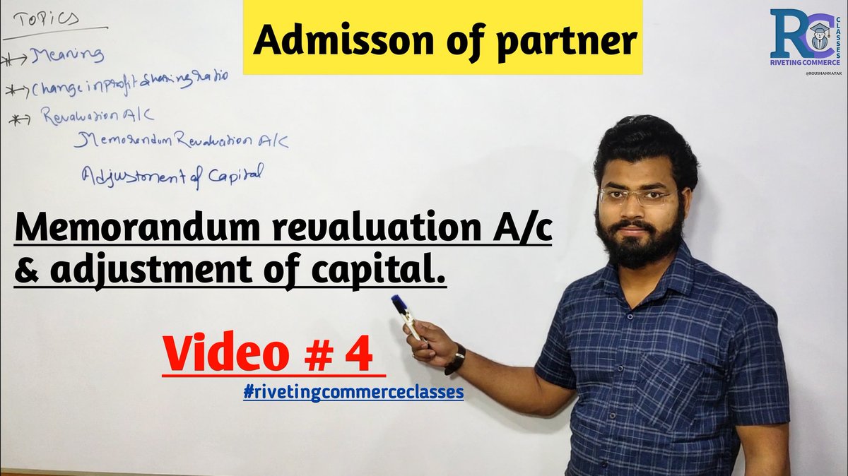 rivetingcommerc's tweet photo. Stayhome, Staysafe and study from home on youtube. https://t.co/zGo3Rp6Xb3
Admission of partnership (Memorandum revaluation A/c &amp; adjustment of capital) #video4
#stayhome
#staysafe #studyfromhome #rivetingcommerceclasses #12thclass #Commercestudents #commerce #cbse #Biharboard https://t.co/n5CQkHIEiQ