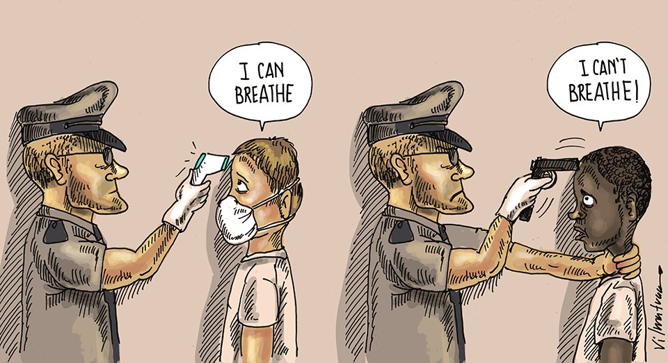 La caricatura de la realidad, de <a href="/vilmavargasva/">Vilmatraca</a> : crimen y racismo.