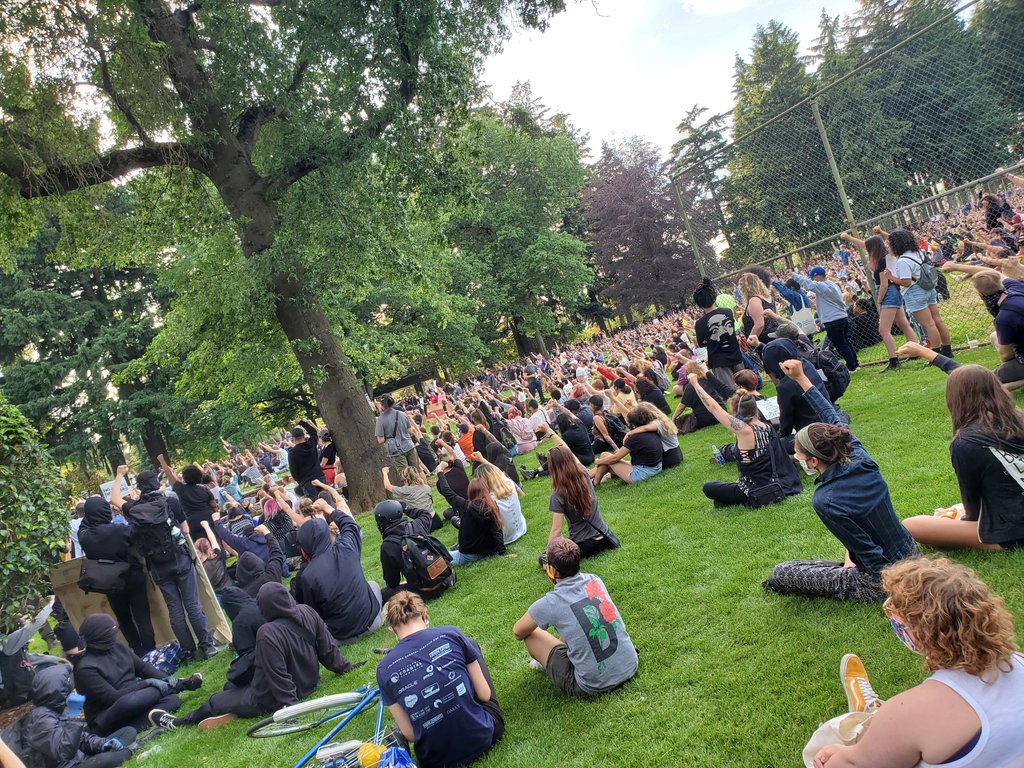 Peninsula Park, North Portland. Thousands of people gathered in solidarity for a vigil for George Floyd. I don't know that I've ever seen this many people gathered in Portland for a protest.