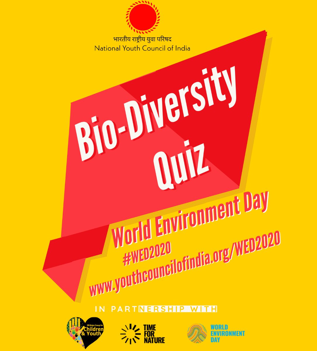 AjayCha04135503's tweet photo. This is time to check your knowledge about our environment .NYCI organize Bio-Diversity Quiz for all
Free Registration to participate in Quiz.
#5juneenvironmentday
#NYCI4India https://t.co/Zob7Bv2DK9
