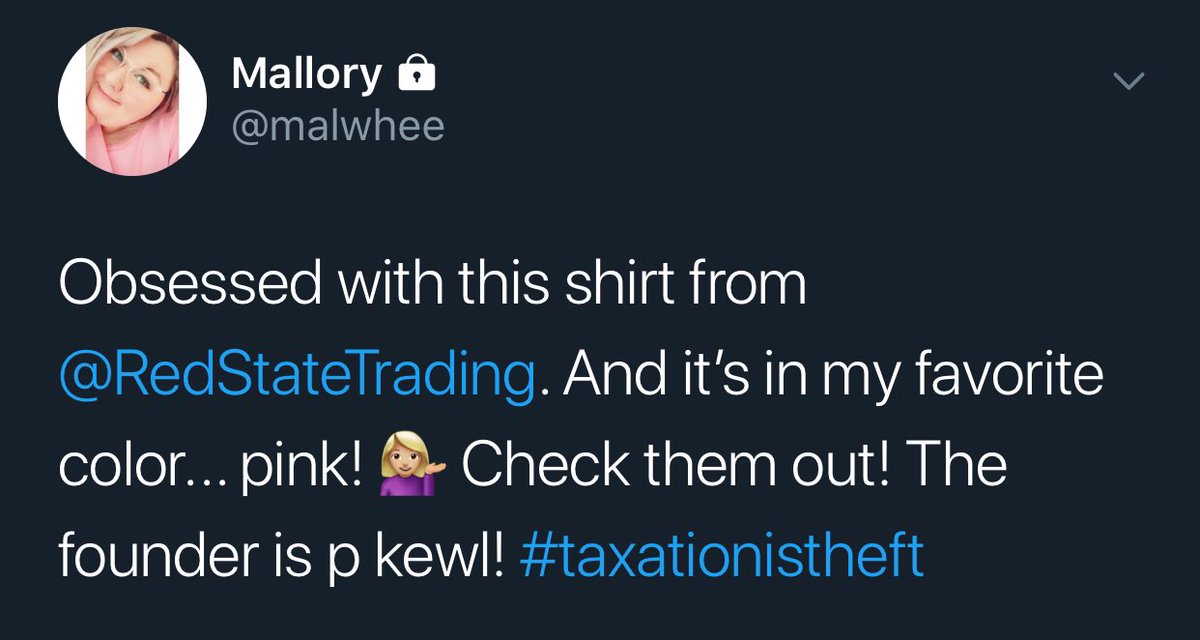 RedStateTrading's tweet image. Shouts to @malwhee for the love! Glad you dig the shirts! #TaxationIsTheft