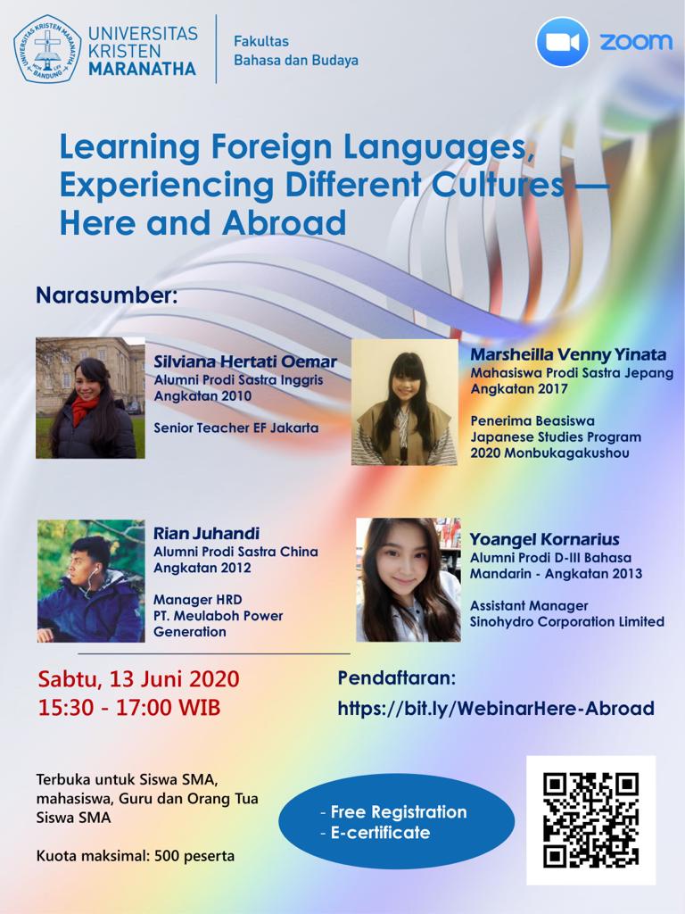 Yuk buruan daftar! (Kursi terbatas) 

Ada sharing alumni D3 Bhs Mandarin dan mahasiswa/alumni prodi lain di Fak. Bahasa&amp;Budaya UKM. Mereka akan sharing pengalaman belajar mereka di sini dan saat ikut exchange program/studi lanjut di univ di luar negeri.

bit.ly/WebinarHere-Ab…