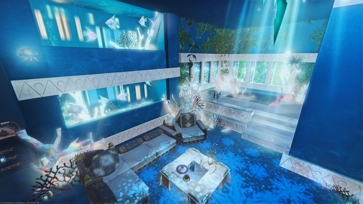 みんちょ Gungnir村ハウジング沼 改 水晶珊瑚のお家 水晶珊瑚を贅沢に１２個使用したよ 前回のイメージのままお家を綺麗に作り直しました プール 温水 も設置したのがポイントです ｗ 槍鯖 ミスト3区36番 Ff14ハウジング