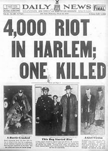 Destruction and looting began to spread east and west on 125th Street, targeting white-owned businesses. Stores posted signs that read "COLORED STORE" or "COLORED HELP EMPLOYED HERE." Black people were killed, 125 people were arrested and 100 people were injured.