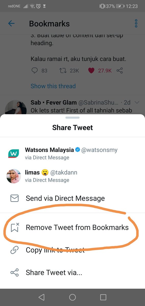 Okay so let's say dah baca dah apa yang kita nak dalam bookmark and nak remove, pun boleh!How?1) Pergi dekat bookmark and tekan butang share sebelah like button2) Pilih remove from bookmark. Siap!Hope this helps 