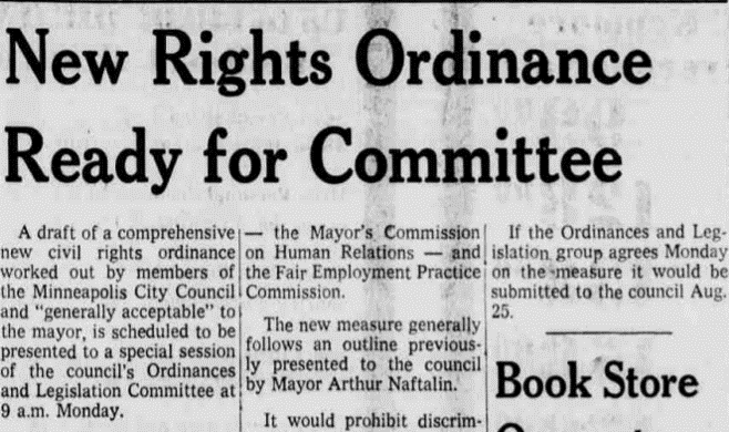 Mayor Art Naftalin (a Humphrey protege) responded by expanding civil rights committees created by Humphrey, even as the state of Minn. received new Pentagon funds for more riot training for the National Guard. These headlines were published on the same day in the Star Tribune.10/