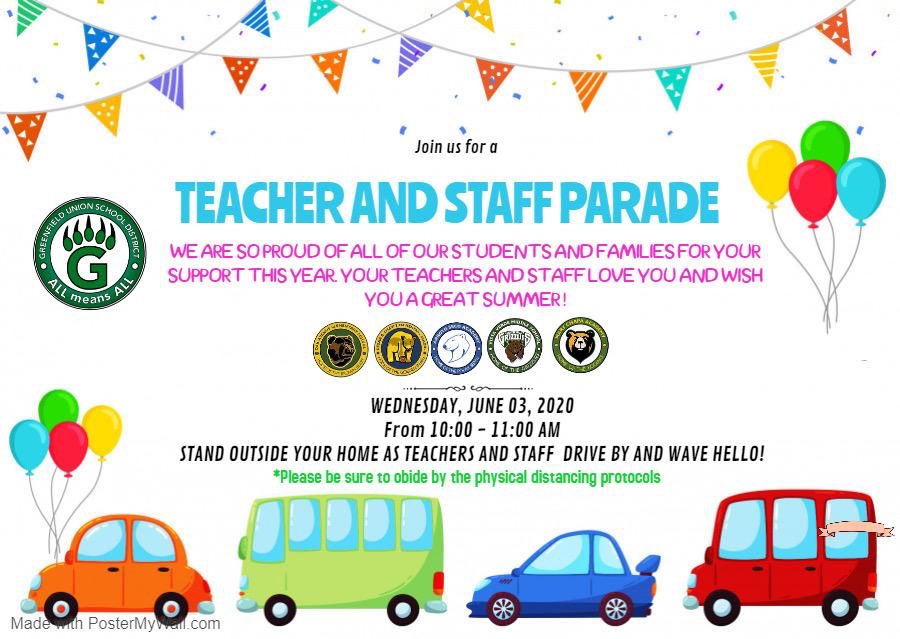 zjgalvan's tweet photo. GUSD is excited for our Teacher &amp; Staff parade in all neighborhoods next week! Our teachers &amp; students can’t wait to say hello to each other from a distance!  ❤️❤️❤️ #ALLmeansALL #PROUDtobeGUSD @MCOE_Now @CALSAfamilia @Greenfield_News @seanroney @greenfieldcsw @GreenfieldCAPD https://t.co/coZX2mXsdh