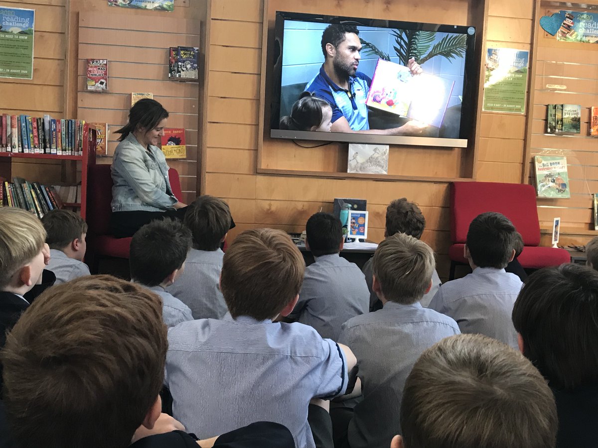 ATCicentres's tweet photo. National Simultaneous Storytime at ATC. Our Year 5 boys absolutely loved listening to Justin O'Neill of the North Queensland Cowboys read 'Whitney and Britney Chicken Divas'! #NSS #Storytime #libraries #reading #librarylife https://t.co/zKtbEuChZs