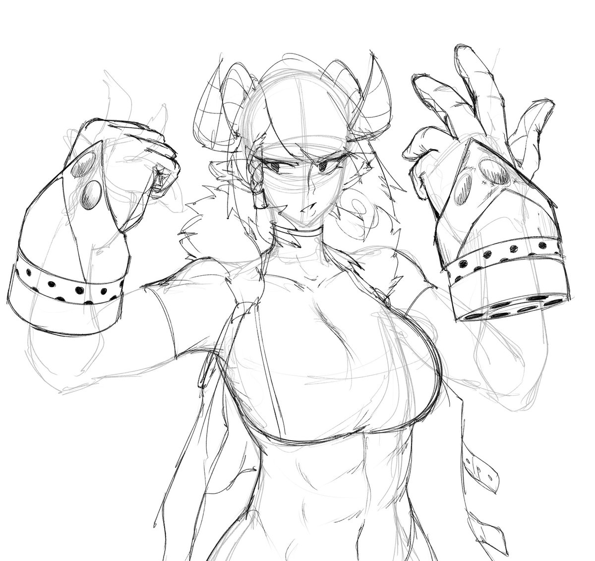 Ramela rework sketch, probably changing her whole get up and definitely updating her oven mitts 