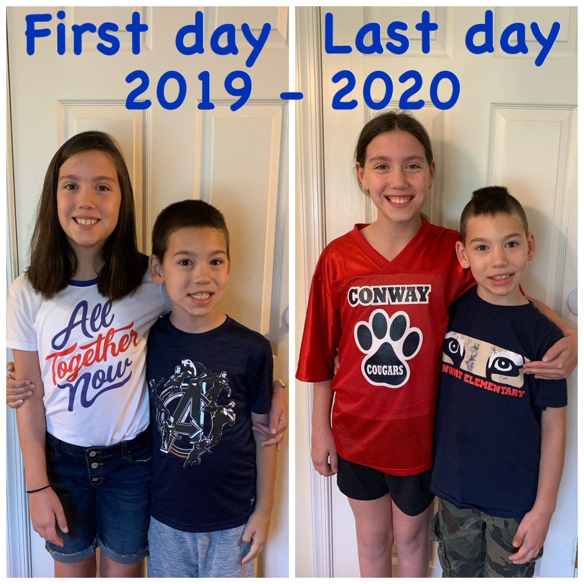 amears81's tweet photo. We did it!  Another year in the books. I am so proud of them, especially during this last quarter being at home.  We are ready to enjoy the summer! ☀️  Then onto 6th &amp; 3rd grade. 😱 #onefamily #conwayleaders https://t.co/5JU5907Dko