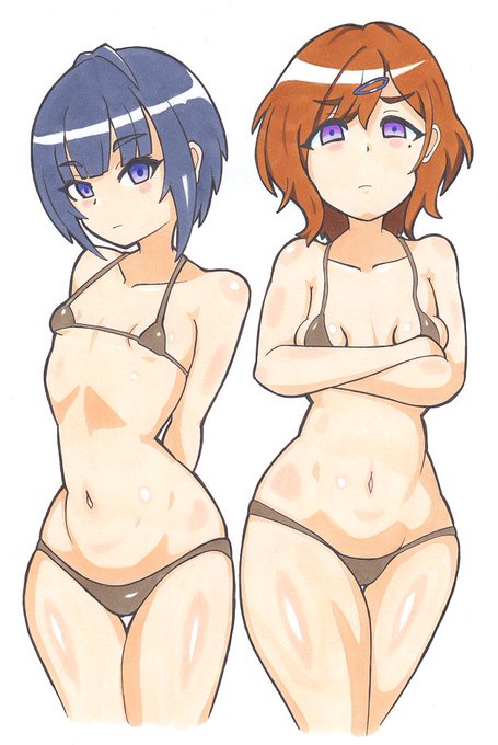 白雪さんと樋口さんのマイクロビキニ絵です(一応こっちで上げ)
#白雪千夜 
#樋口円香 